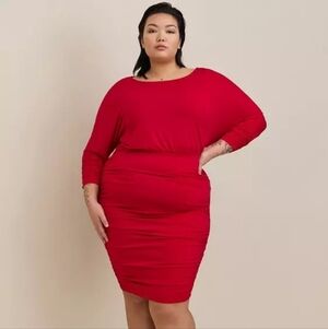 Torrid Studio Mini Shirred Dress Red 00X